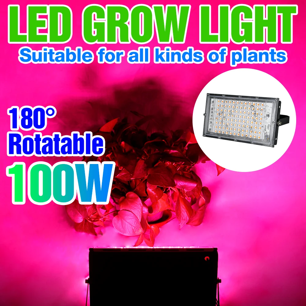 Led Lights 50W 100W Phyto Lamp Full Spectrum Phytolamp For Plants Greenhouse Waterproof Grow Light Hydroponics Growing System