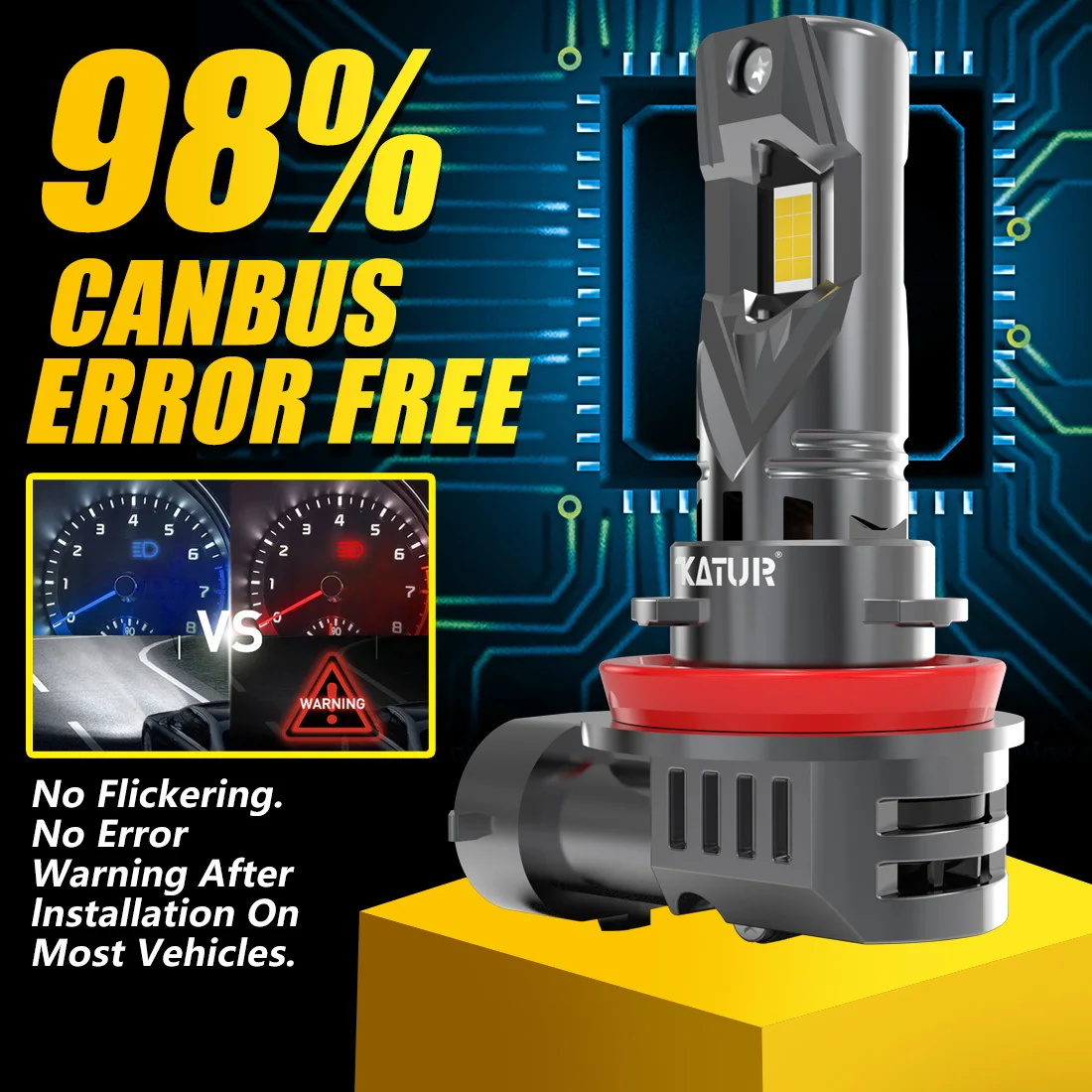 Katur 2x H11 H8 H9 светодиодные Автомобильные фары 6000 лм K белые с вентилятором Canbus
