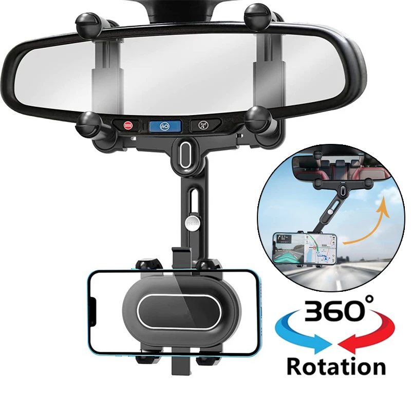 360° Rotatable Car Mobile Phone Holder Rearview Mirror Mount Stand in Car For Smartphone Telescopic Phone Support Car Holders