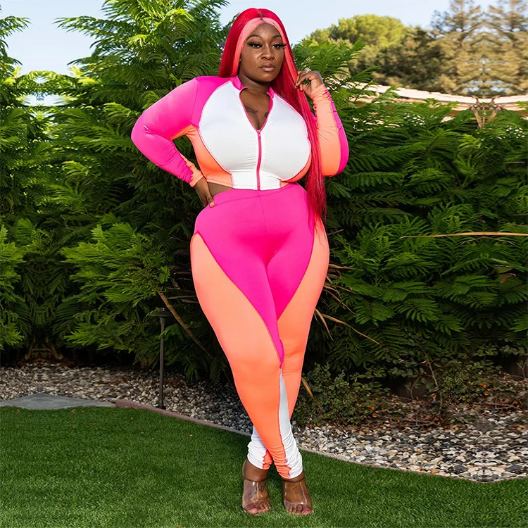 

Plus Size XL-5XL Colorful Print Velvet Women's Set Sweatshirt Top Jogger Pants Suit Tracksuit Two Piece Set Fitness Outfit