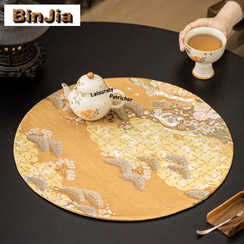 Фото Nishijin-ori позолоченные двусторонние коврики для чайного стола, антикварная подставка для напитков, коврик для обеденного стола, принадлежности для чайной церемонии, украшения №5