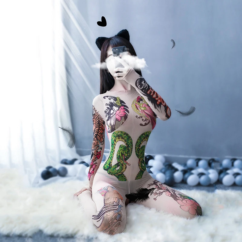 Сексуальное порно прозрачное боди Женское с длинным рукавом и открытой