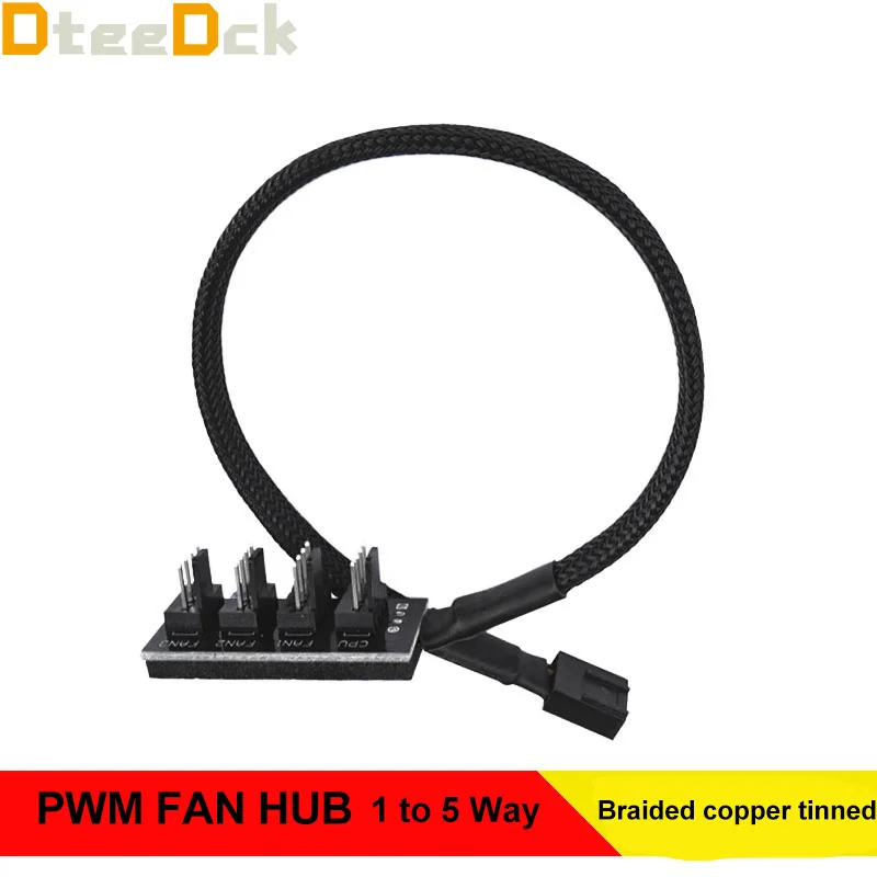 

Dteedck 4-Pin PWM Fan Power Supply Extension Cable 1 to 4 1 to 5 Splitter 5 Way Hub PC Case Internal Motherboard Fan Power Cable