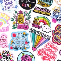 rainbow letter patch iron on embroidered patches for clothing thermoadhesive patches on clothes badges cartoon stripes stickers