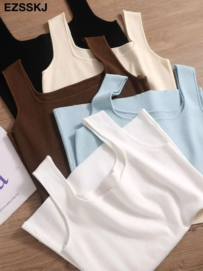 

sexy knit tank top women 2023 high quality slim camisole female knit Women's Frdom seamless crossover racerback