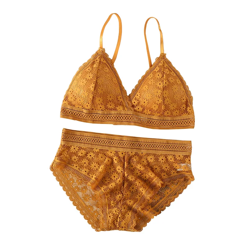 

Women's Lace Bra Set French Ultra-Thin Bra Panties Ladies Sexy Breathable Lingerie Backless Vest Comfortable Seamless Underwear