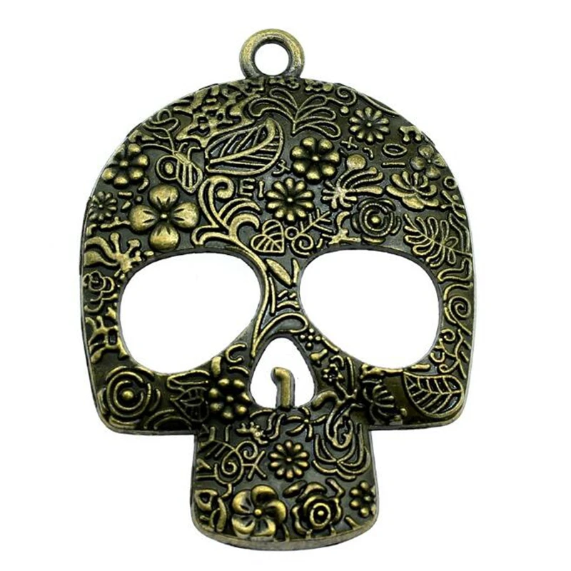 66x49 мм готический панк большой цветок Череп Очаровательная Большая подвеска в виде черепа для изготовления ювелирных изделий Diy браслет ожерелье ювелирные изделия для косплея