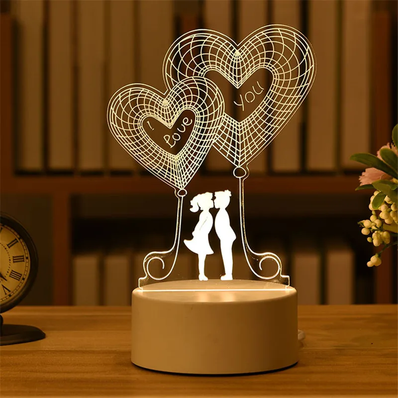 Kid Light Night 3D LED Creative Table Bedside Lamp Romantic Heart Bear Kids Gril Home Decoration Gift Box | Дом и сад