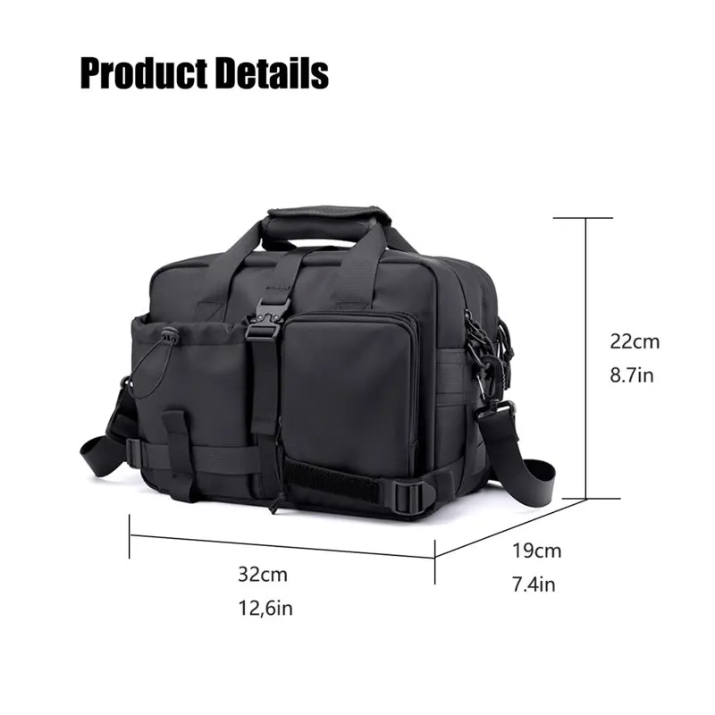 Mens Large Capacity Nylon Messenger Bag Sling Bag Portable Bag for School Sport Black