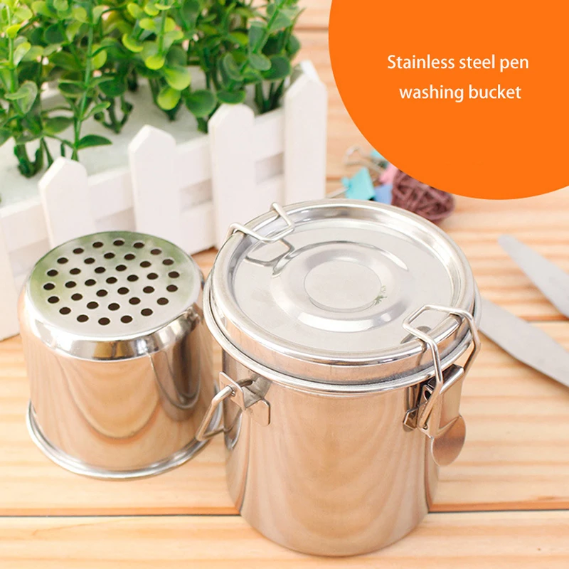 

Oil Painting Brush Washing Bucket Wash Pen Barrel Stainless Steel Oil Paint Brush Washer for School Stationery Art Supplies