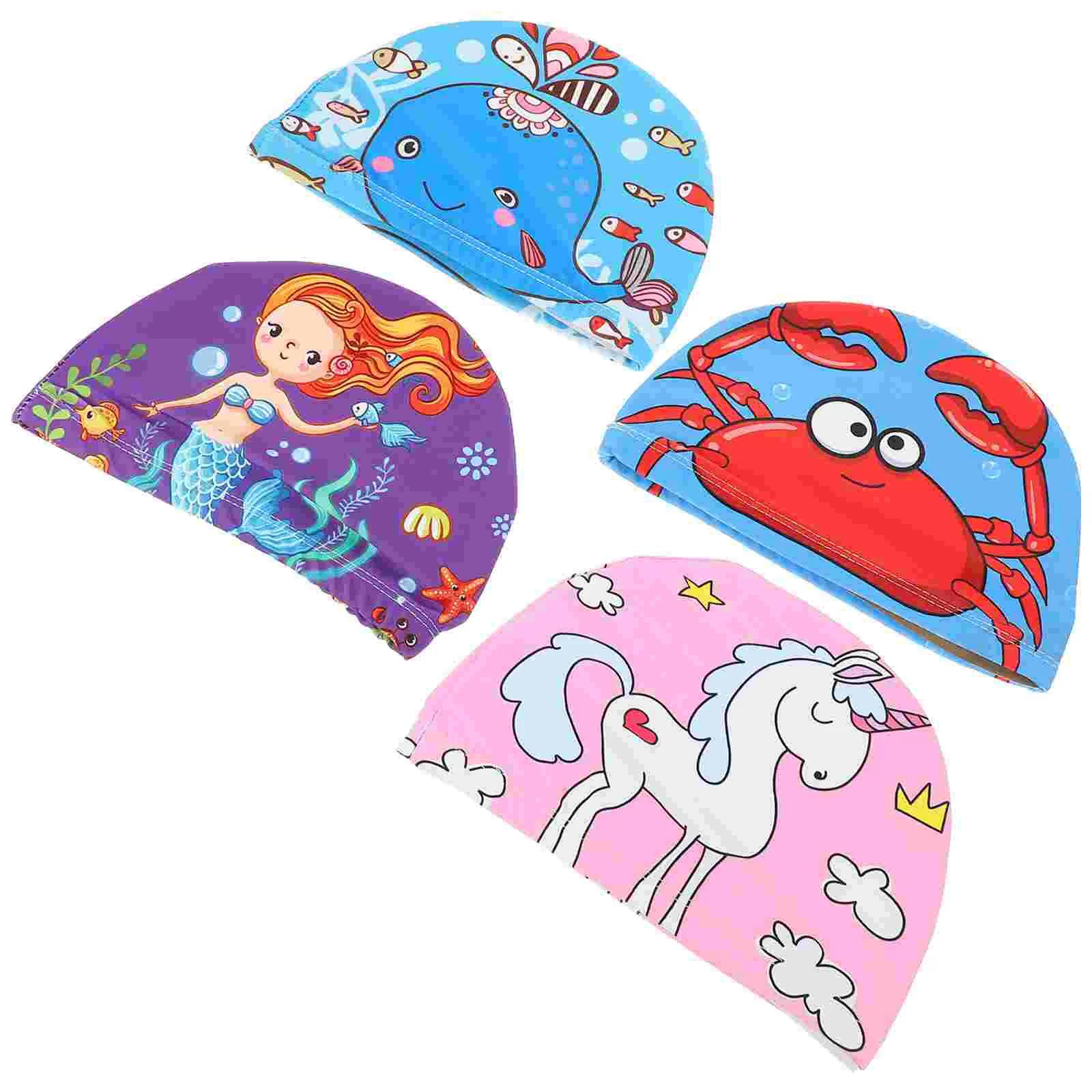 

4pcs Cloth Swim Cap Shower Cap Unisex Swim Hat Anti-skid Swim Cap for Swimming