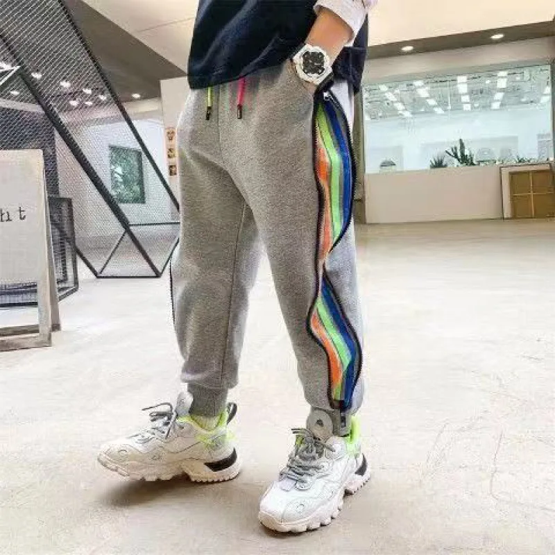 

Boys Pants Fashion Striped Trend Sport Casual Pants Spring Fall Teenage Cotton Sweatpants Boy Harem Pants Kids Bottoms