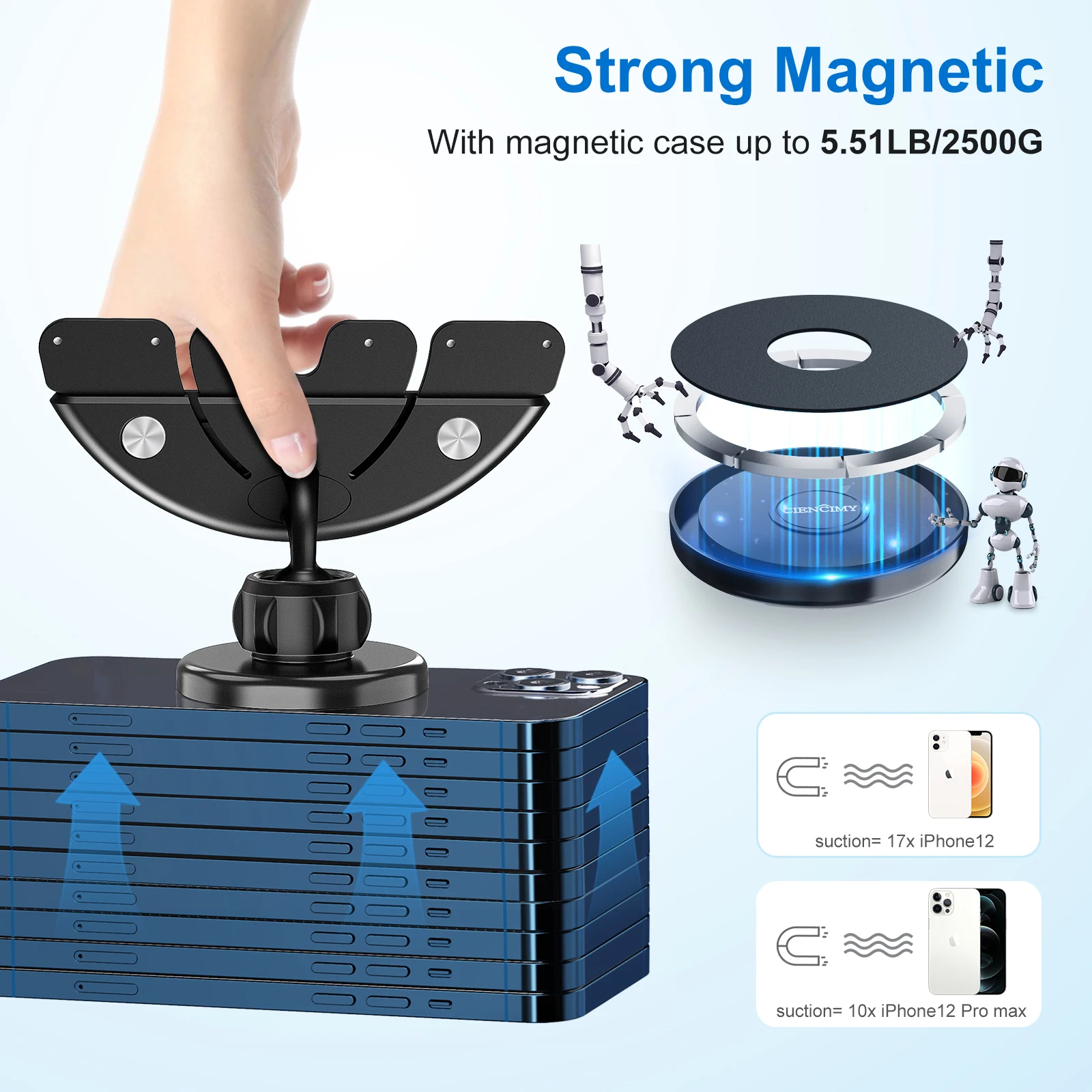 EWA Magnetic Car Mount with MagSafe CD Car Mount for iPhone 13,12 Pro Max /Mini/All Phones Anti-Shake CD Slot Phone Holder