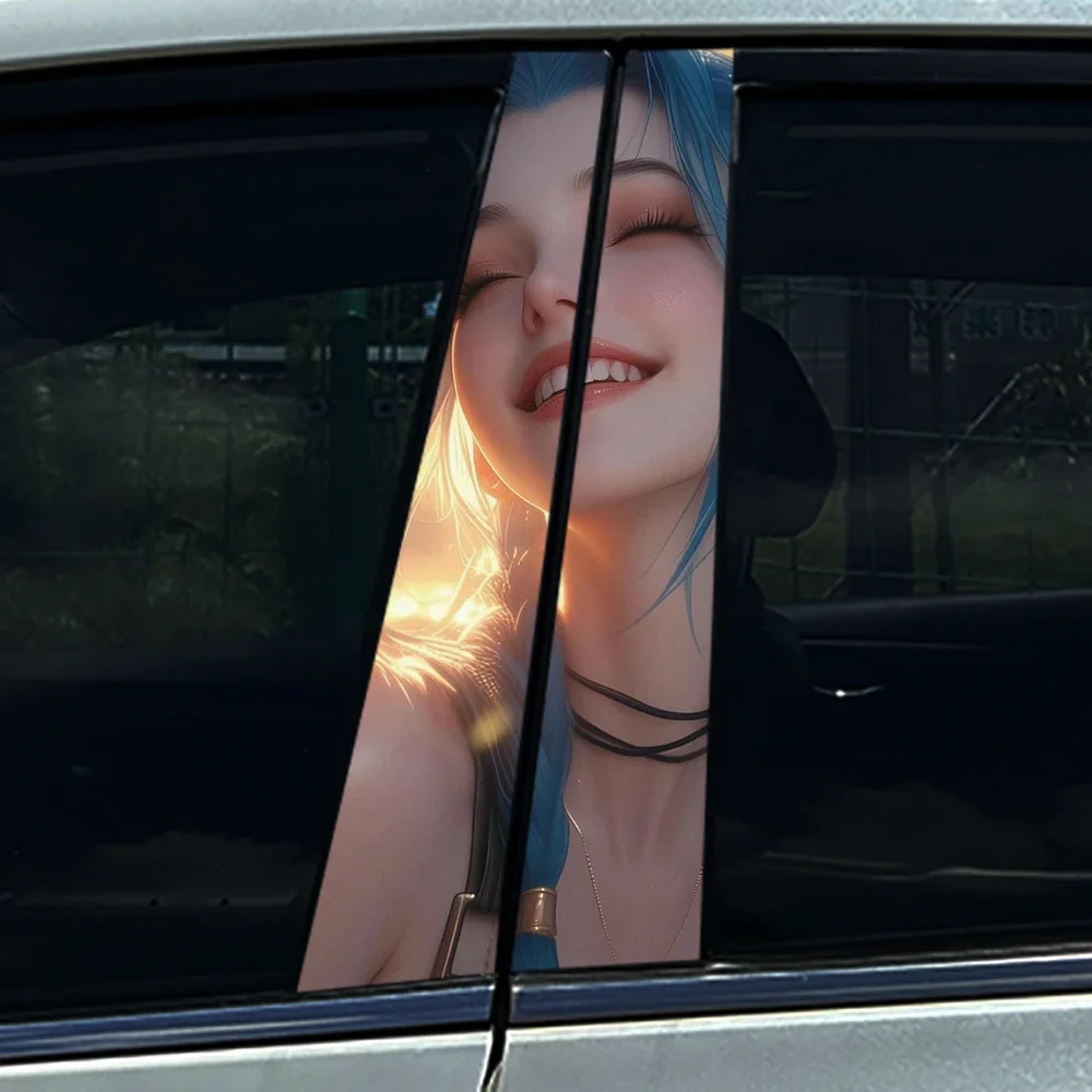 

1 шт./2 шт. аниме JINX для девочек, наклейка на центральную стойку автомобиля, защитная пленка на стойку B, украшение