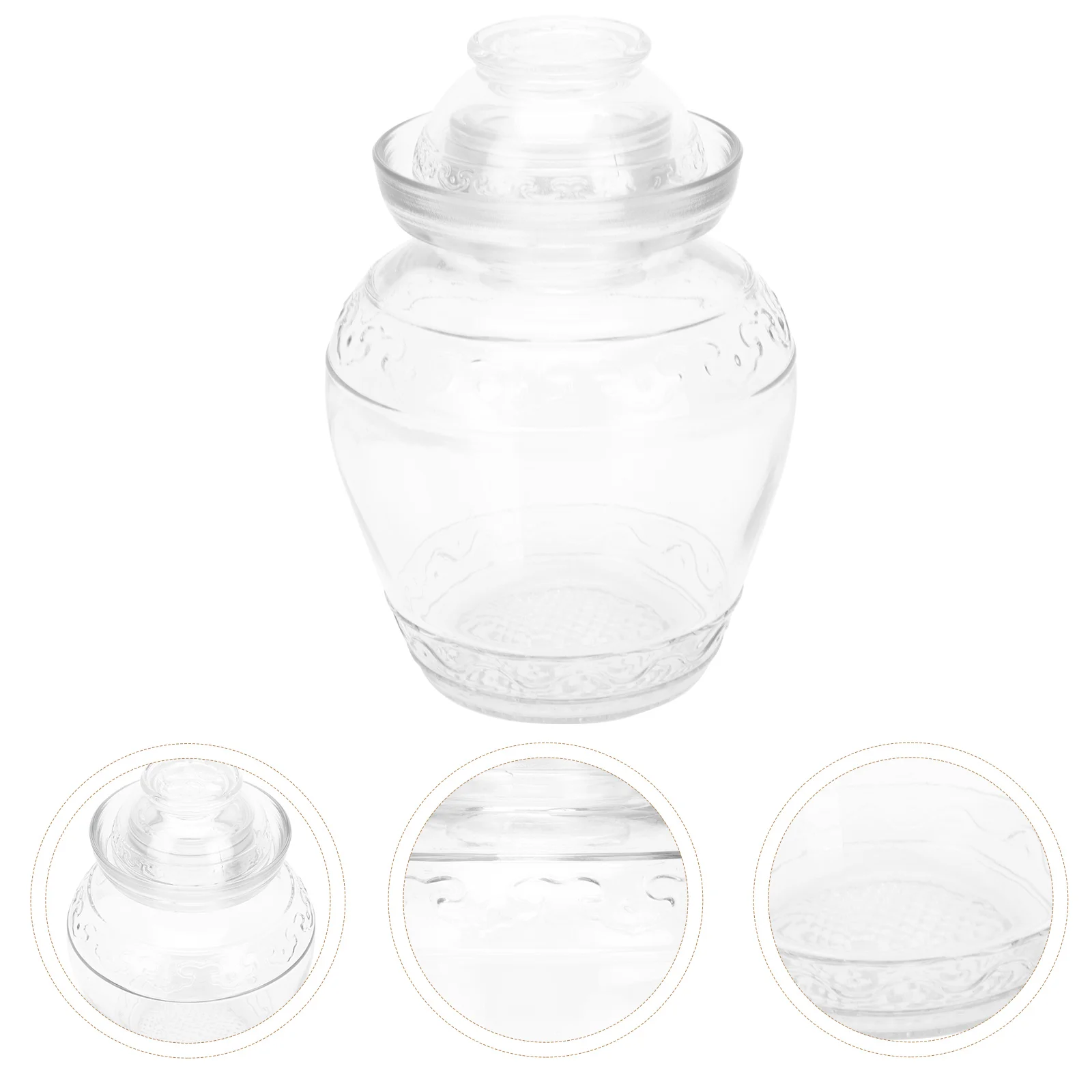 

1pc Glass Pickle Vegetable Jar Kitchen Large Capacity Sealed Storage Jar (Transparent)