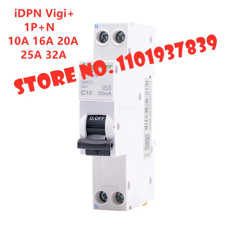 

iDPN Vigi+ 1P+N Leakage Circuit Breaker 30mA Residual Current Operation Protection Device Type A RCBO 10A 16A 20A 25A 32A