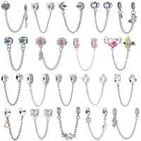 1pcs new flower heart unicorn safety chain pendant suitable for charm bracelet necklace accessory women diy jewelry making gifts