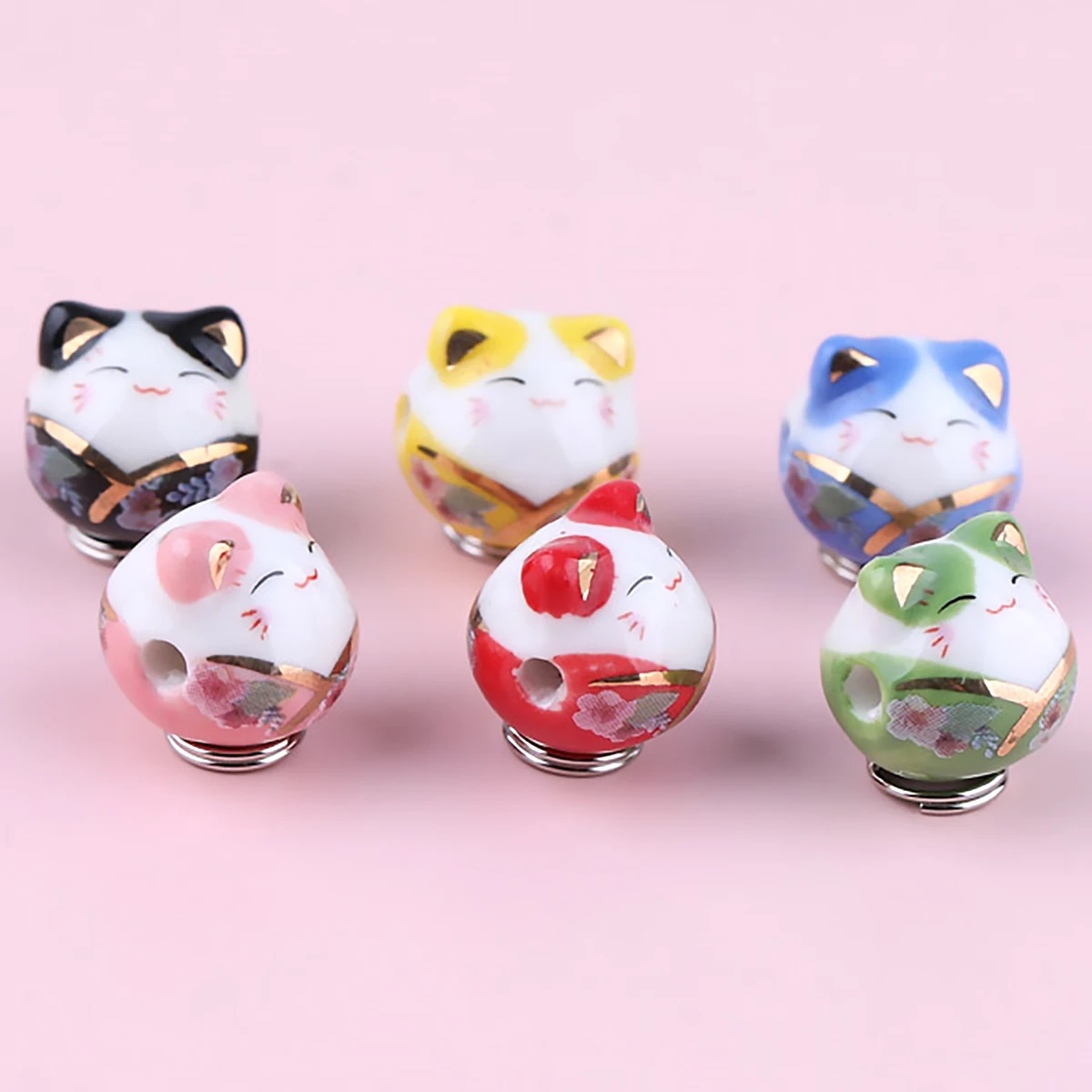 15 мм 6 шт./компл. ручная роспись галстук Lucky Cat в форме керамические бусины для DIY