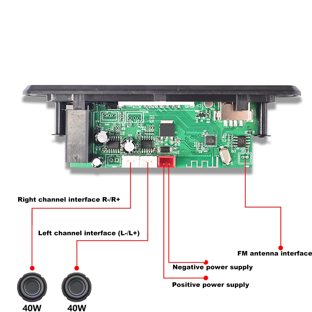 80 Вт усилитель Bluetooth MP3 декодер плата 2*40 Вт HiFi стерео аудиоплеер 7 В-18 В DIY MP3-плеер автомобильный FM-радио модуль TFUSBмикрофон (art.: 3920d3898e9e2) - 3920d3898e9e2