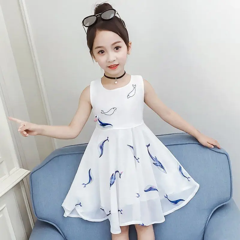 

Summer Party Dress for Girl Fashion Little Girl Fashiona Chiffon Child Princess Dresses Cool Breathable Kid Clothes 12 Years Old