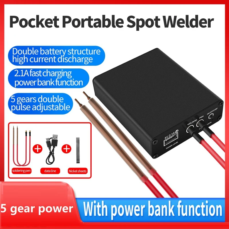 

1Set 5-Speed Adjustable 2.1A Portable For MINI Pocket Spot Welder Quick Charge Lithium Battery Spot Welder With Spot Welding Pen