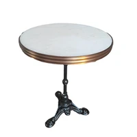 High-quality Luxury Restaurant Cafe Round Marble Top Brass Edge Sealing Iron Base Coffee Shop Dining Table