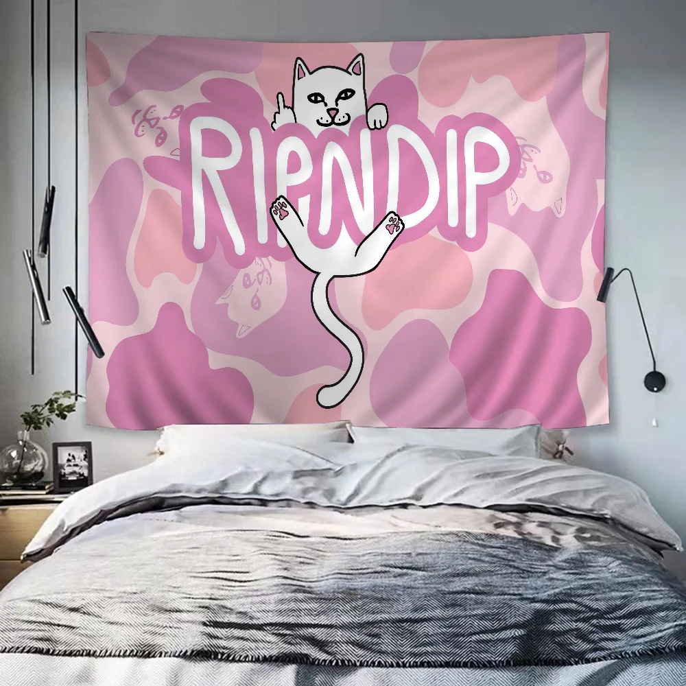 Красочный Гобелен С Изображением Кота R-Ripndips Украшение На Стену В Богемном Стиле