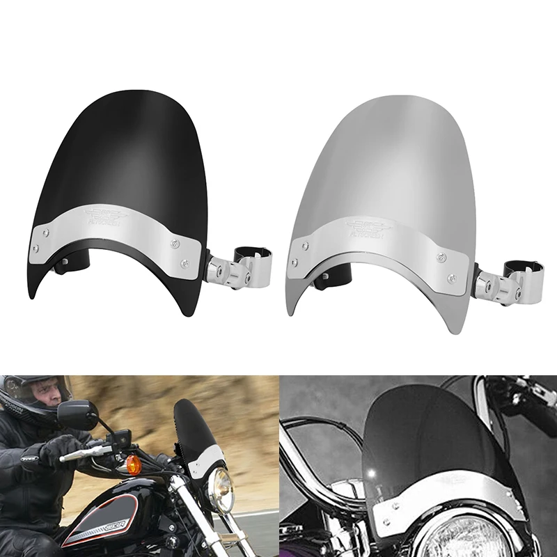

40-45mm Motorcycle Black Chrome Windshield Windscreen For Harley Sportster 883 1200 Dyna Softial Touring