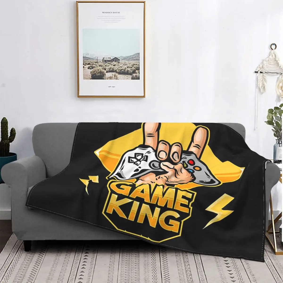 

3D Print Gamepad Blankets Flannel Spring/Autumn Cartoon Design Game Thin Throw Blanket for Home Outdoor Plush Thin Quilt