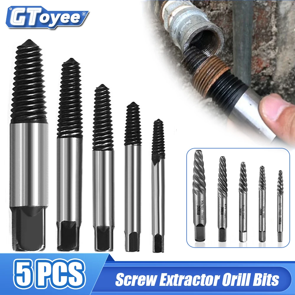 5Pcs Screw Extractor Drill Bit Set Left Hand Bit Set Bolt Remover Reverse Bit Tool for Stripping Screws Broken Bolts Power Tool
