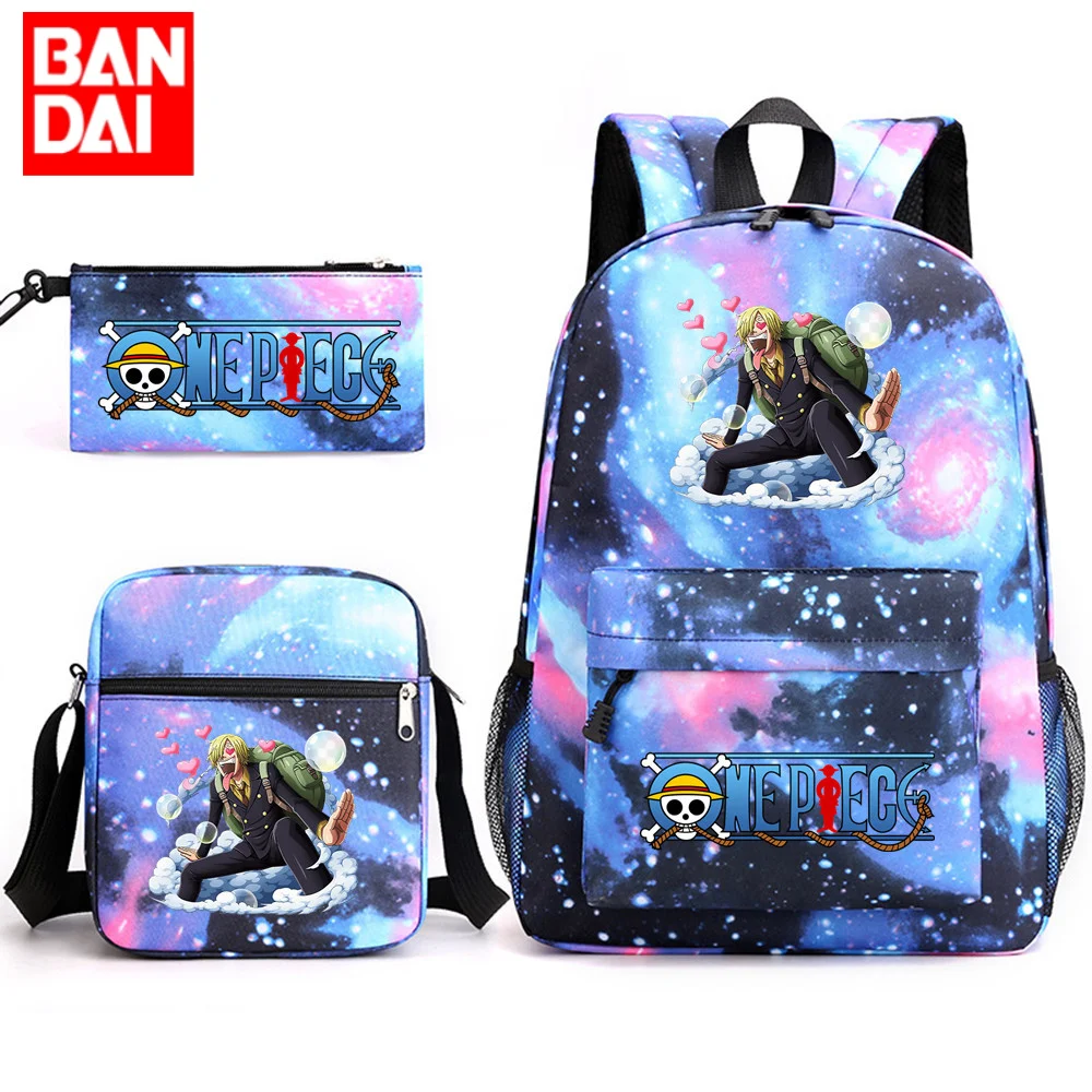 

Bandai One Piece Three-piece Set School Bag Backpack One Shoulder Pencil Children's Backpack Schoolbag Boys and Girls Backpack