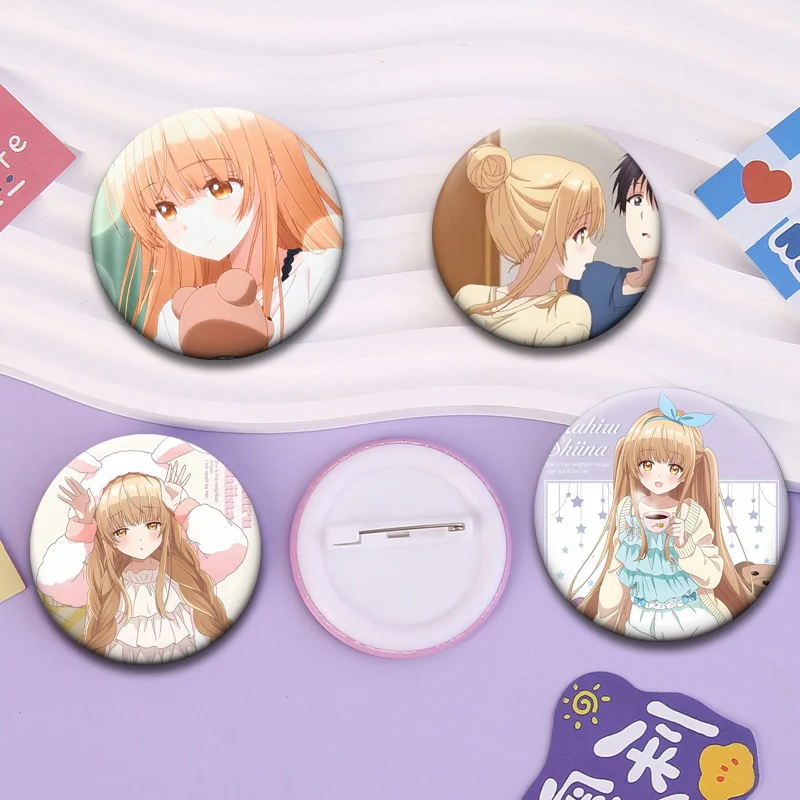 Фото Аниме Otonari No Tenshi-sama Ni Itsunonika Damashinin Ni Sareteita Ken Броши Pin Shiina Mahiru, FujiMiya Amane Значок Декор Сумки №2