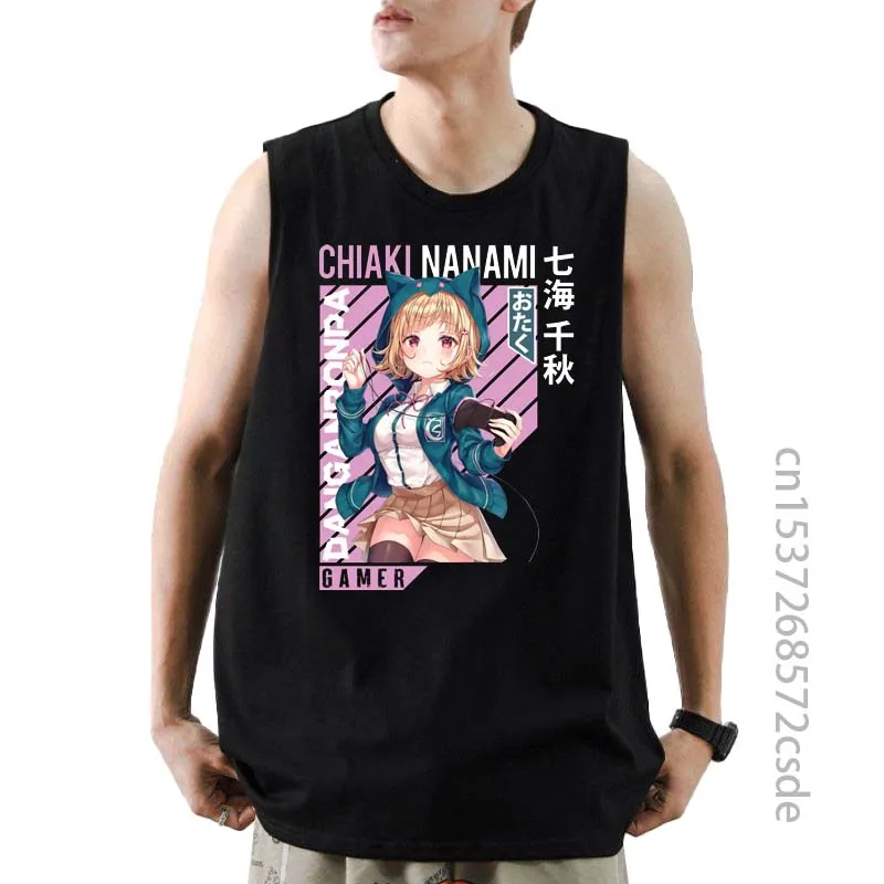 

Модная Летняя мужская майка Chiaki Nanami с аниме, уличная одежда в стиле Харадзюку, Повседневная хлопковая майка