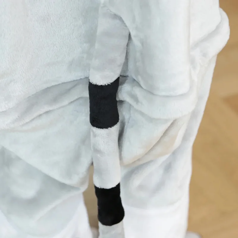 Зимняя Пижама унисекс с изображением Серого Кота двумя розовыми острыми ушками