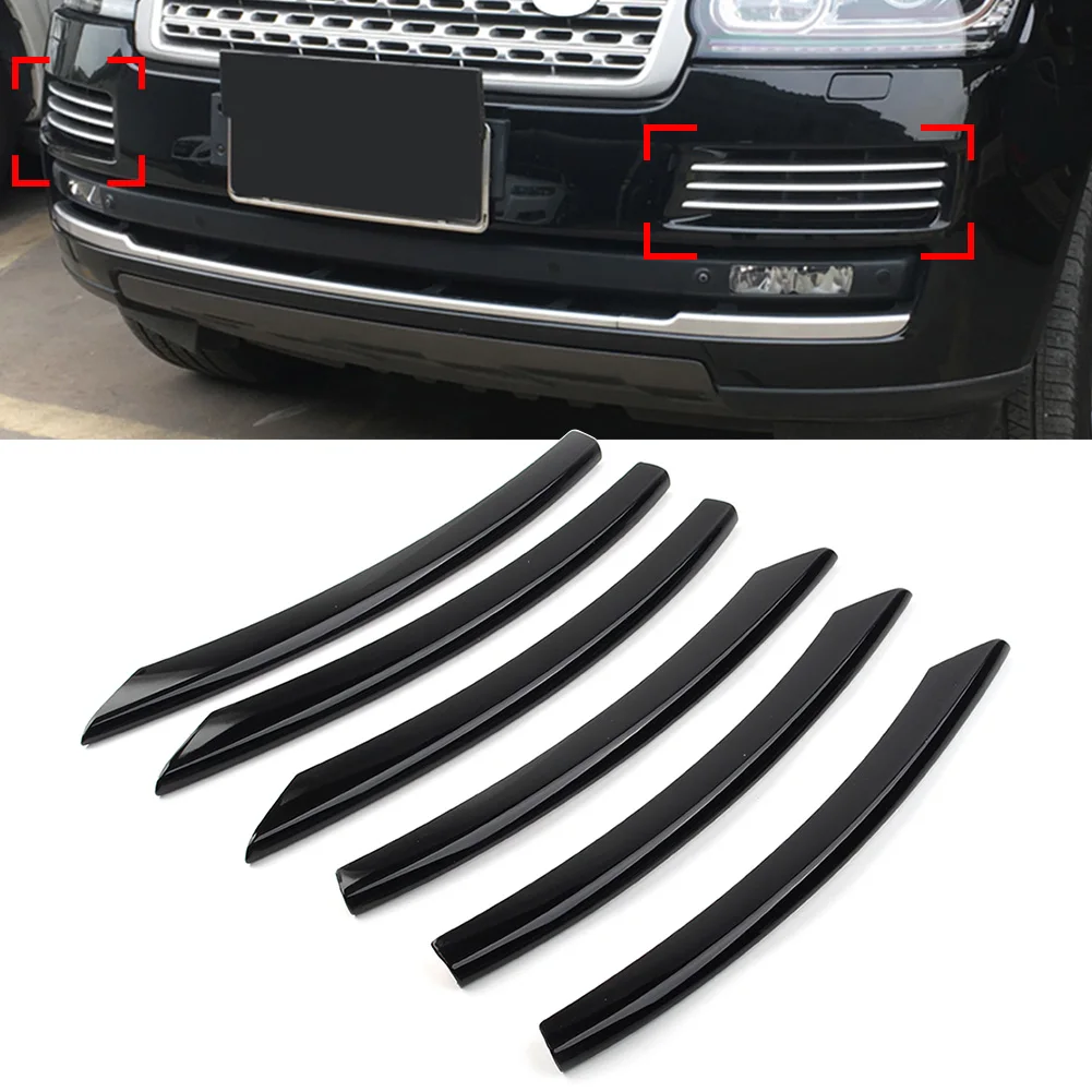 

6 шт., декоративная накладка на передний бампер автомобиля Land Rover Range Rover L405 2013 2014 2015 2016 2017, черный/серебристый