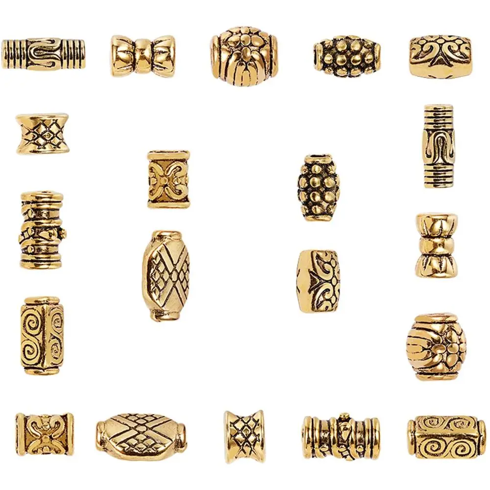 

250pcs Antique Gold Spacer Beads Metal Column Jewelry Beads Charm for DIY Bracelet Necklace Jewelry Making 10 Styles