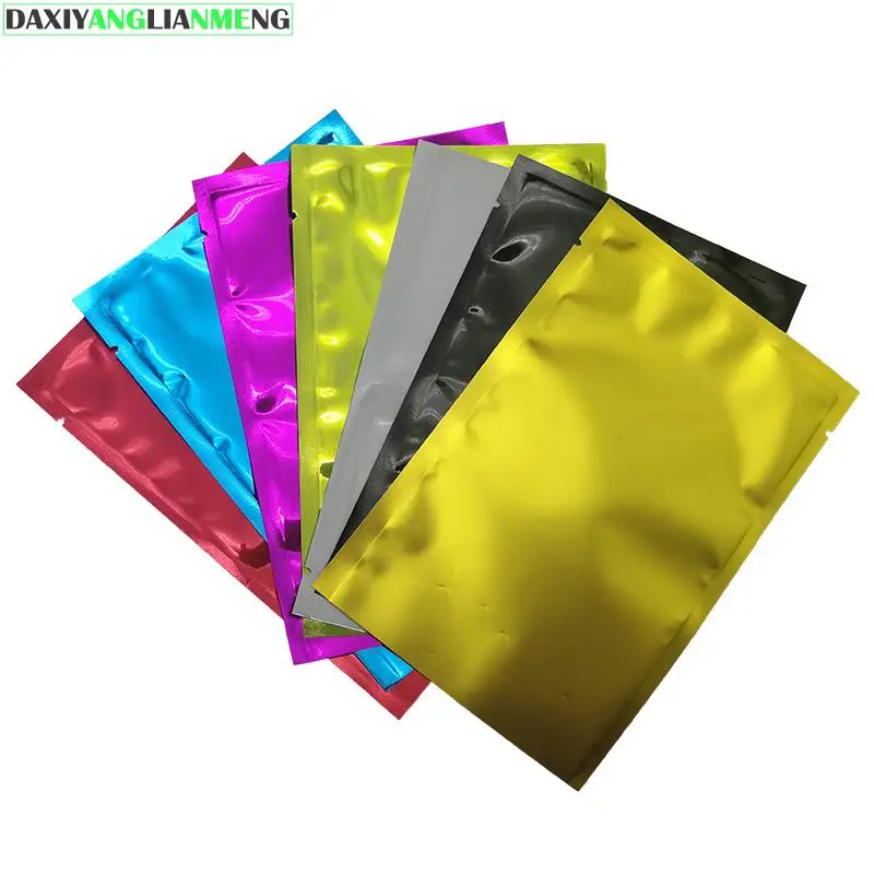 

200pcs/lot 6x9cm/7x10cm/8x12cm Small Colors Vacuum Bags Open Top Food Packaging Heat Seal Aluminum Foil Plain Pocket Pouches