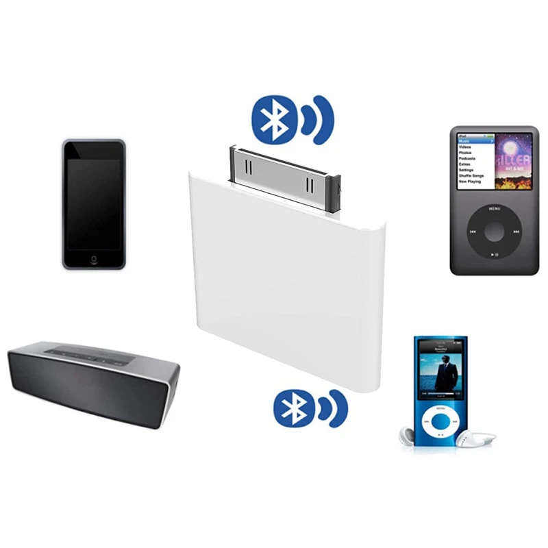 30-контактный аудиопередатчик Bluetooth 4 1 для IPod Mini Classic Nano Touch (белый) |