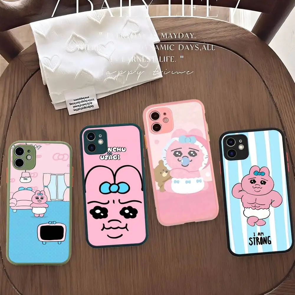 Фото Милый чехол Opanchu U-Usagi для iPhone 16 15 14 Plus 13 12 11 Pro Max X XS MAX, полупрозрачный матовый противоударный чехол №3