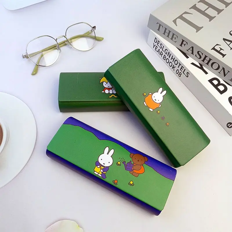 Miffy Rabbit новая кавайная мультяшная коробка для очков зеленая портативная легкая