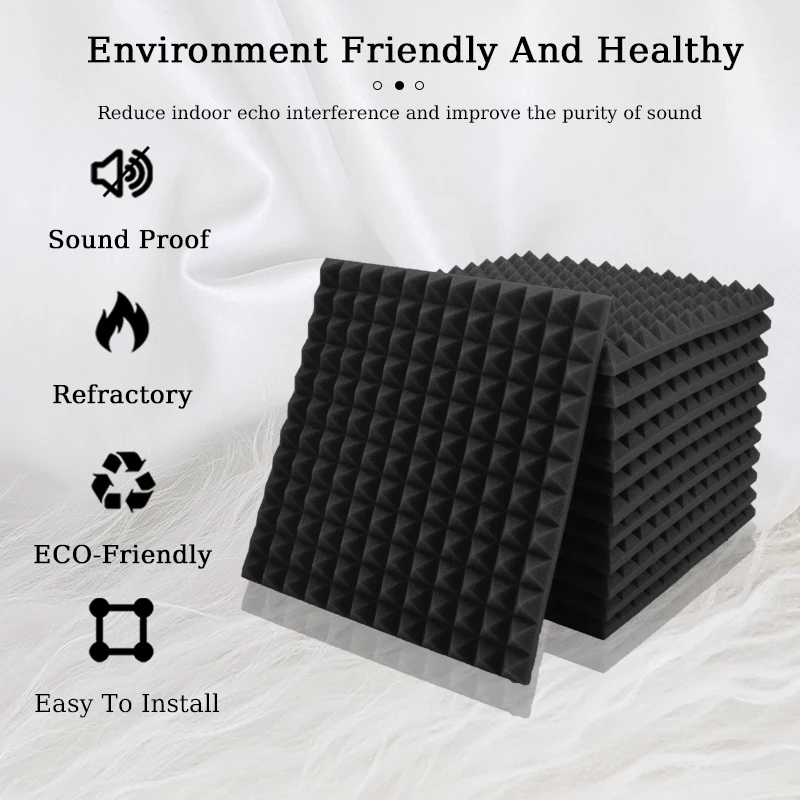 TOUO 6/12/24 шт. пирамидальная акустическая пена высокой плотности огнестойкие