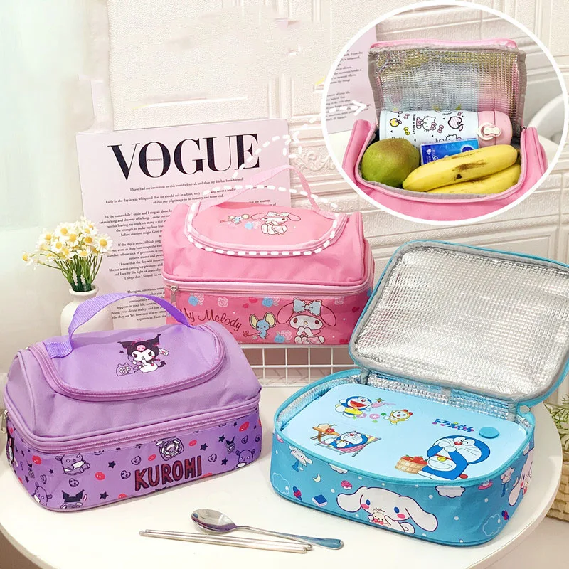 Sanrio Kawaii Anime Girly Heart My Melody Hello Kitty Kuromi Cute Cartoon Cinnamoroll Portable Lunch Bag Toy for Girls