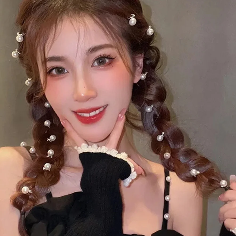

30 Pcs Hair Barrettes Mini Pearls Clips Girls Braid Bang Bride Alloy Artificial Women Miss Pincer