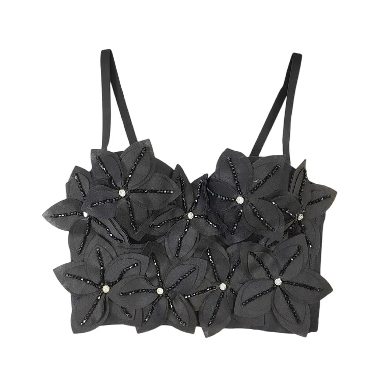 Женский боди с трехмерными бусинами и цветами бюстье чашкой на груди