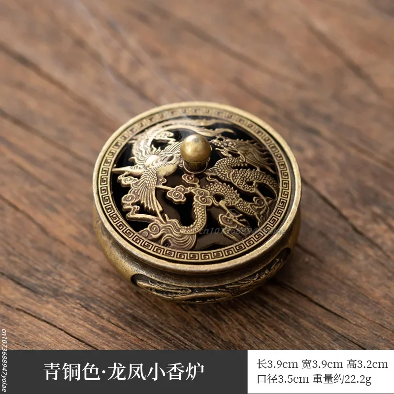 

Антикварная карманная курильница из металла с драконом и фениксом