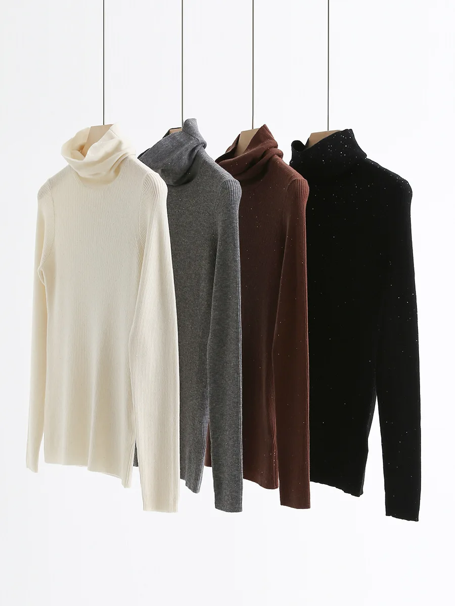 Свитер для женщин новинка 2024 осень-зима 100% шерсть тонкий повседневный пуловер с