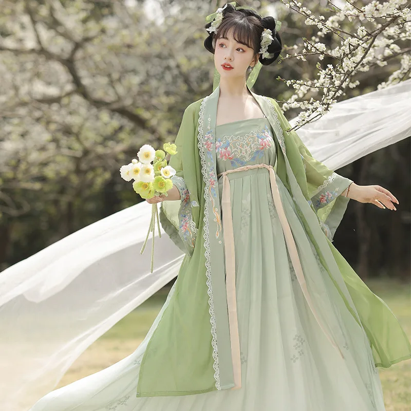 YJ66 женский набор Hanfu элегантная сказочная вышивка классическая танцевальная
