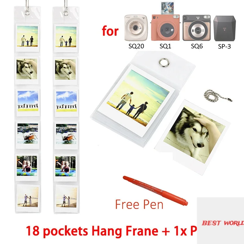 18 карманов настенная подвесная фоторамка полированная + ручка для Fujifilm Fuji Instax Square
