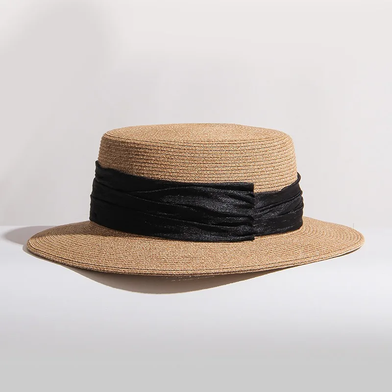 Плетеная вручную женская летняя Солнцезащитная пляжная шляпа британская