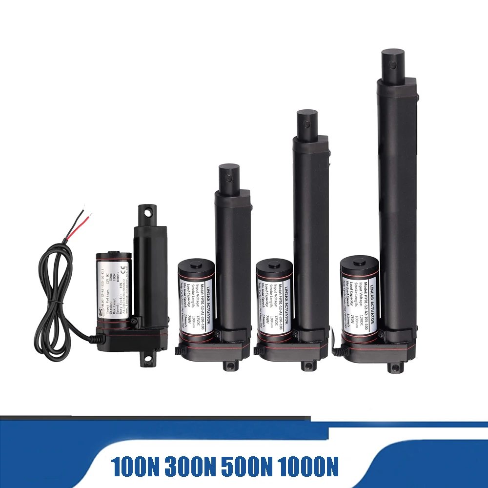 Электрический линейный привод 100N 150N 180N 230N 250N 300N 500N 1000N DC12V линейный привод 50 мм 100 мм 150 мм 200 мм 250 мм ход
